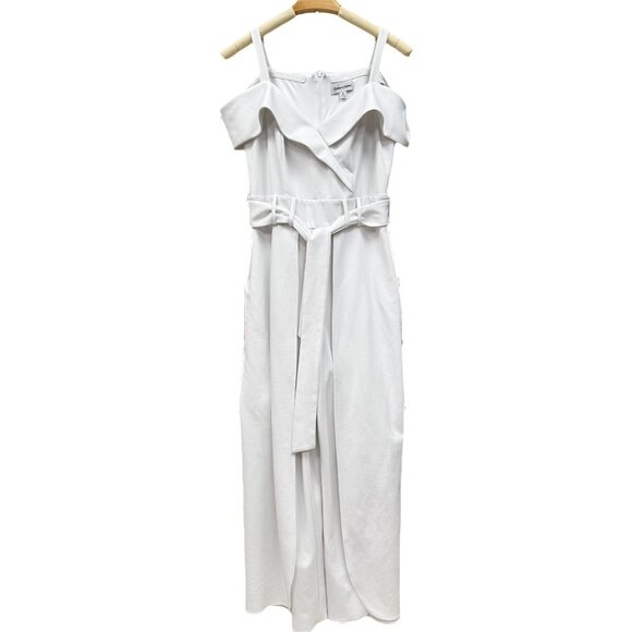Shelby Palmer Cold Shoulder Jumpsuit Romper Flowy Pants Built In Shorts White SM - Picture 1 of 10